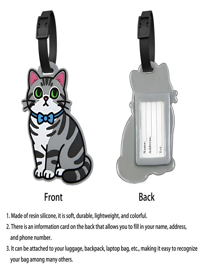 ANINIUCN Luggage Tags for Suitcases - Cute British Shorthair Cat Travel ID Tag, Soft Silicone Animal Bag Tag for Kids, Teens & Adults, Great for Backpacks, Gym Bags, School Trips, Pet Carriers & Vacations - Image 3